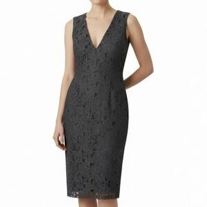 Alice + Olivia Gray Black Lace Pattern Dress, US0